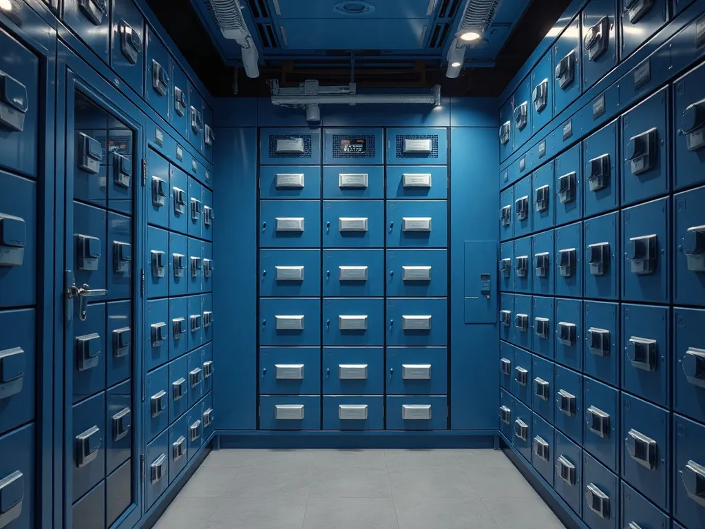 Professional financial vault interior with organized safety