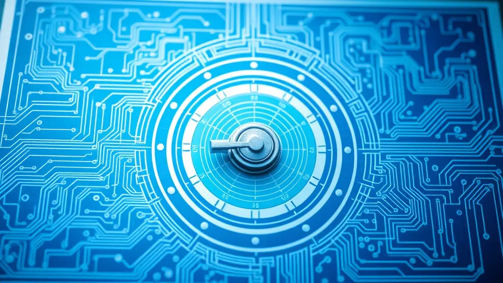 Technical blueprint of a financial vault and circuit diagram